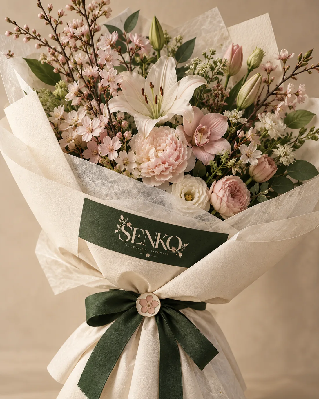 Bouquet SENKO emballé dans son papier de soie