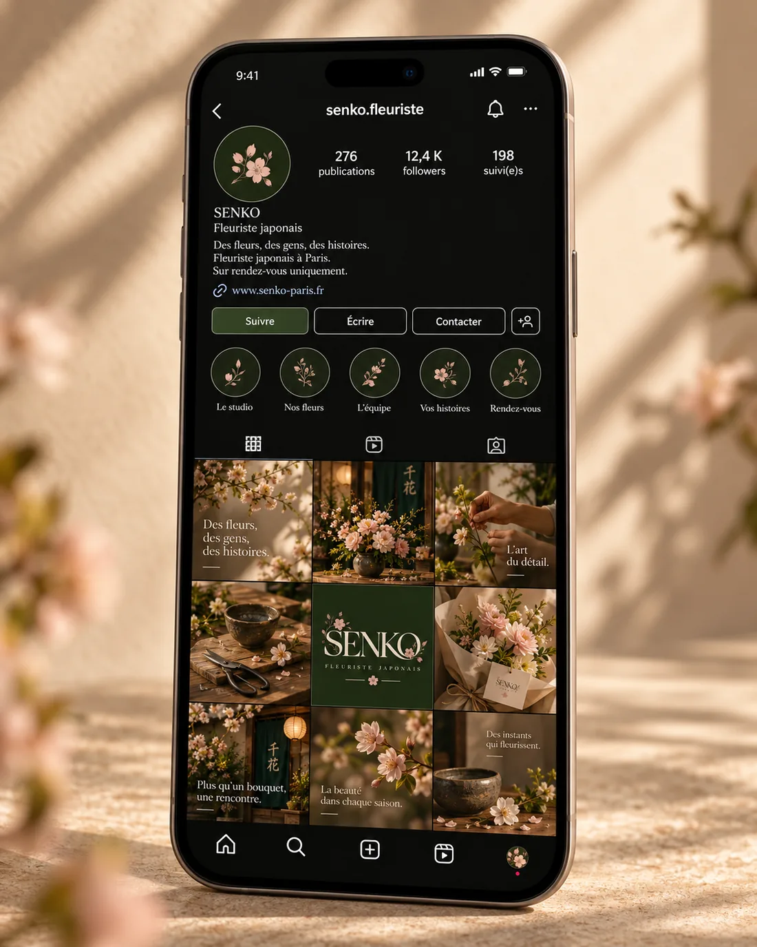 Grille Instagram SENKO sur un téléphone