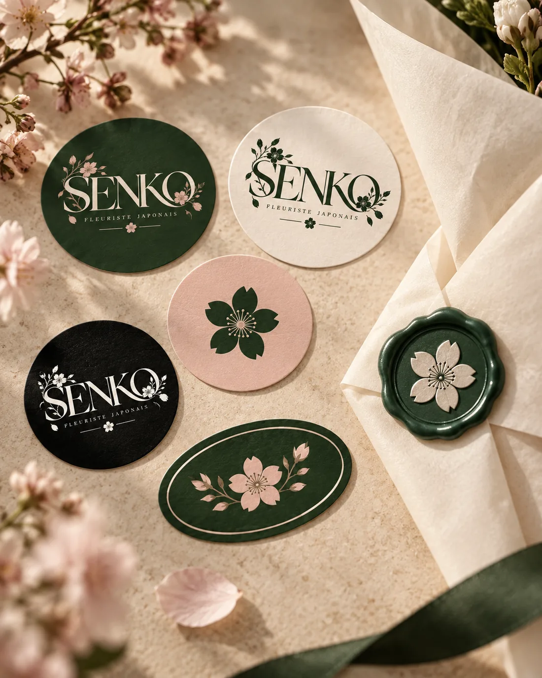 Pins SENKO en métal doré, motif fleur de cerisier